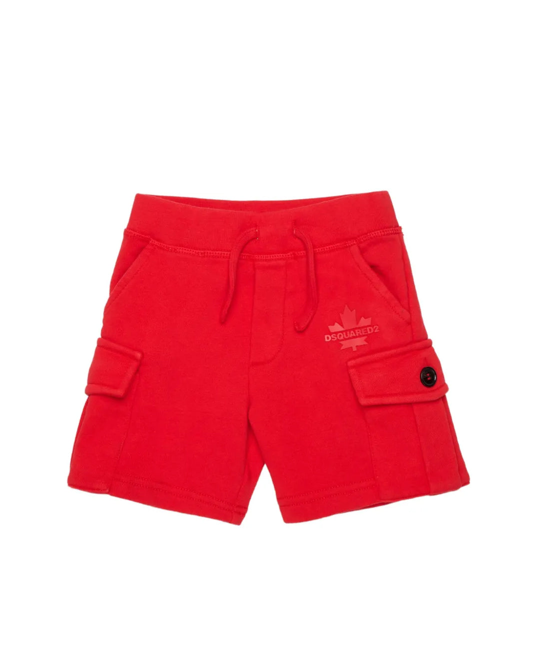 Dsquared2 Kids Short Rosso Monocolore con Tasche Cargo per Neonati