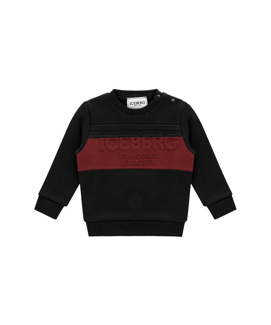 Iceberg Kids Felpa Nera con Logo Relief per Neonati
