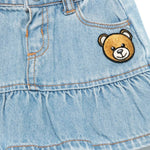 Moschino Kids Gonna Denim con Applicazione Teddy per Neonate
