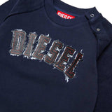Diesel Kids Felpa Blu Navy con Logo per Neonati