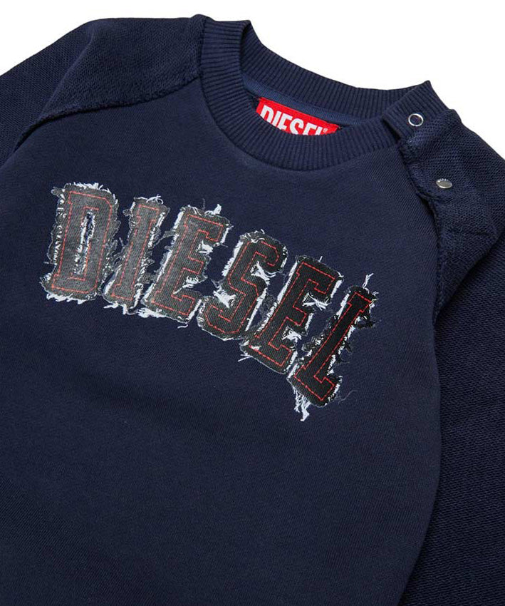 Diesel Kids Felpa Blu Navy con Logo per Neonati