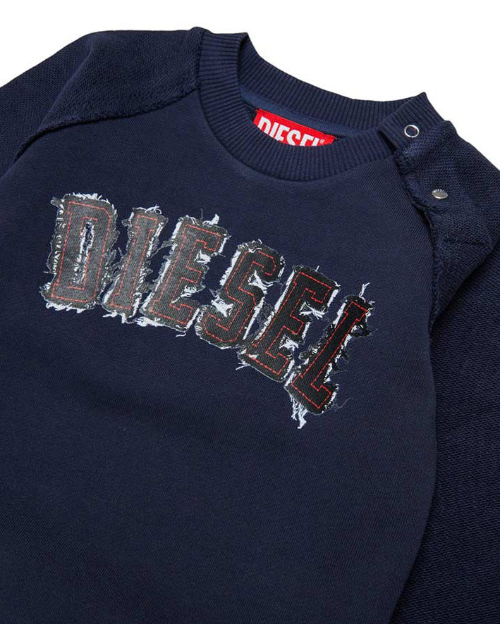 Diesel Kids Felpa Blu Navy con Logo per Neonati