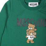 Moschino Kids Blusa Verde con Stampa Logo Teddy Bear per Neonati (dettaglio)