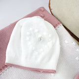 Marlù Cappellino Bianco/Rosa con Ricami per Neonate