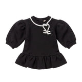 Elisabetta Franchi La Mia Bambina Abito Nero con Ricamo Logo per Neonate