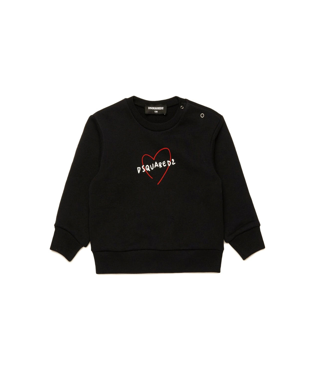 Dsquared2 Kids Felpa Nera con Stampa Logo e Cuore per Neonate