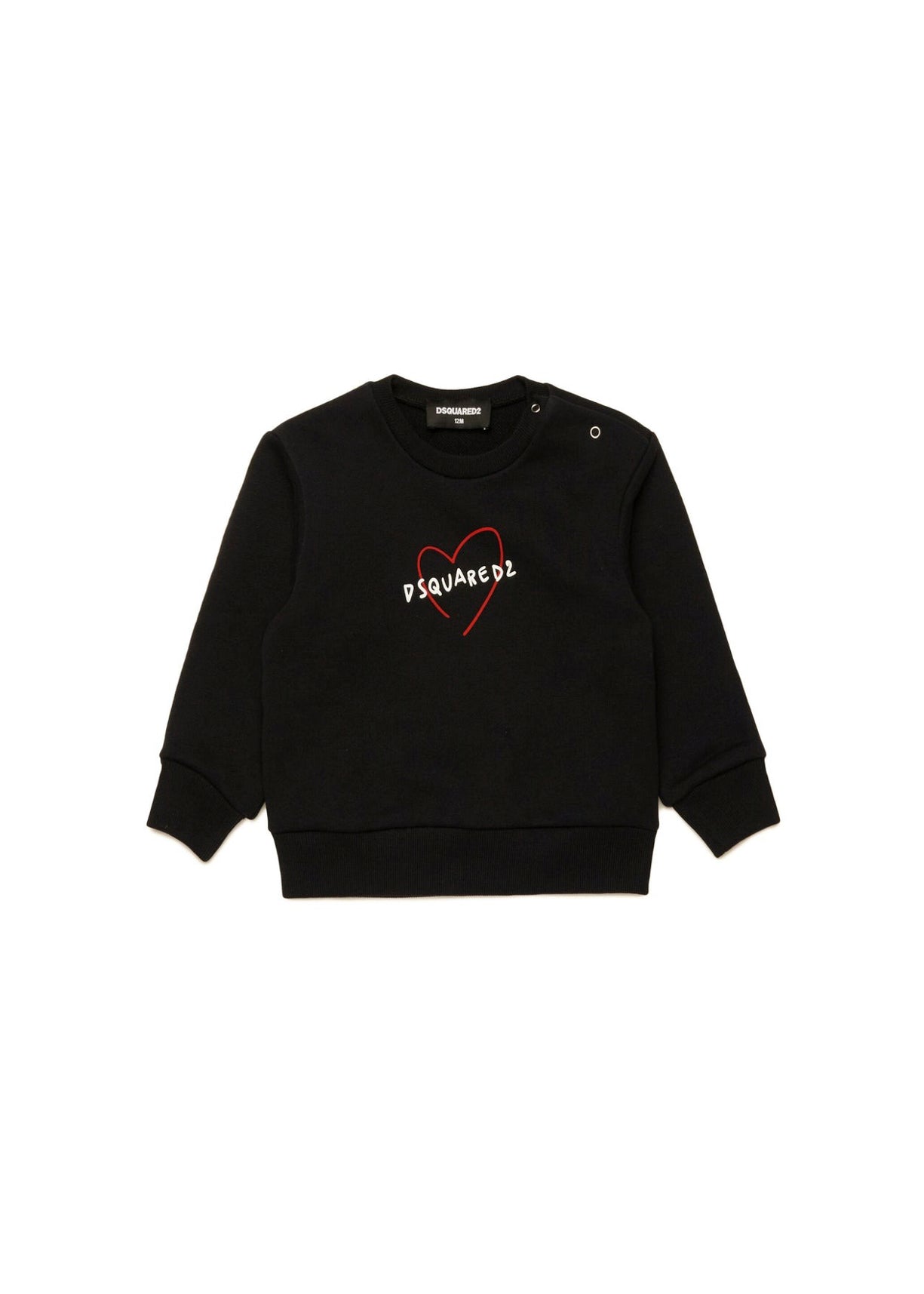 Dsquared2 Kids Felpa Nera con Stampa Logo e Cuore per Neonate