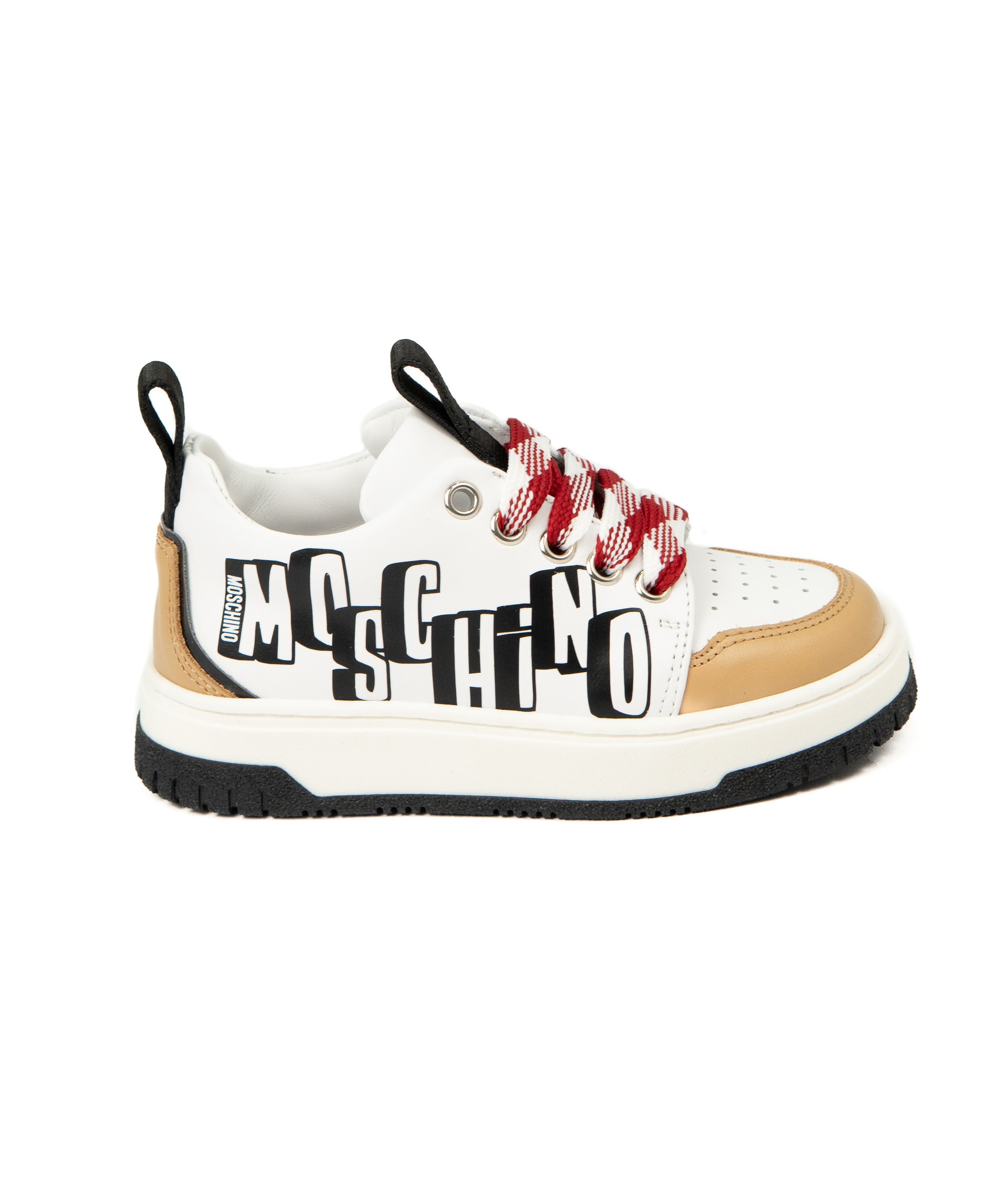 Moschino Kids Sneakers Bianco/Biscotto con Logo per Bambini