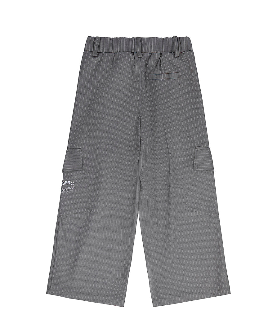 Iceberg Kids Pantaloni Gessati Grigi per Bambine