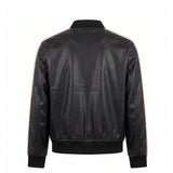 Palm Angels Kids  Giubbino in Pelle NEro con Logo a Contrasto per Bambini