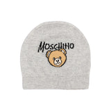 Moschino Kids Cappellino Grigio in Maglia con Teddy Bear e Logo Unisex