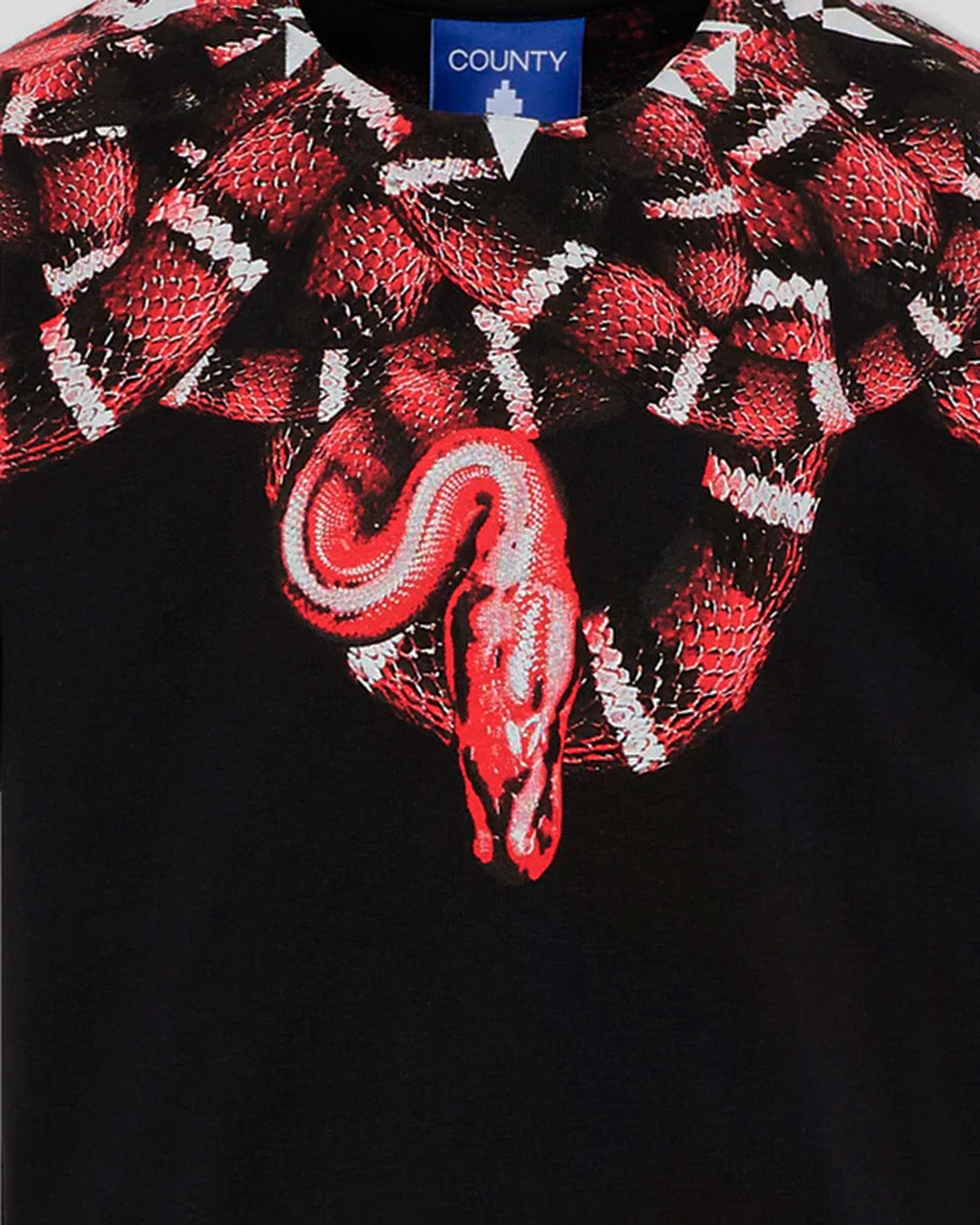Marcelo Burlon County Of Milan Kids T-Shirt Nera con Stampa Snake Rossa per Bambini