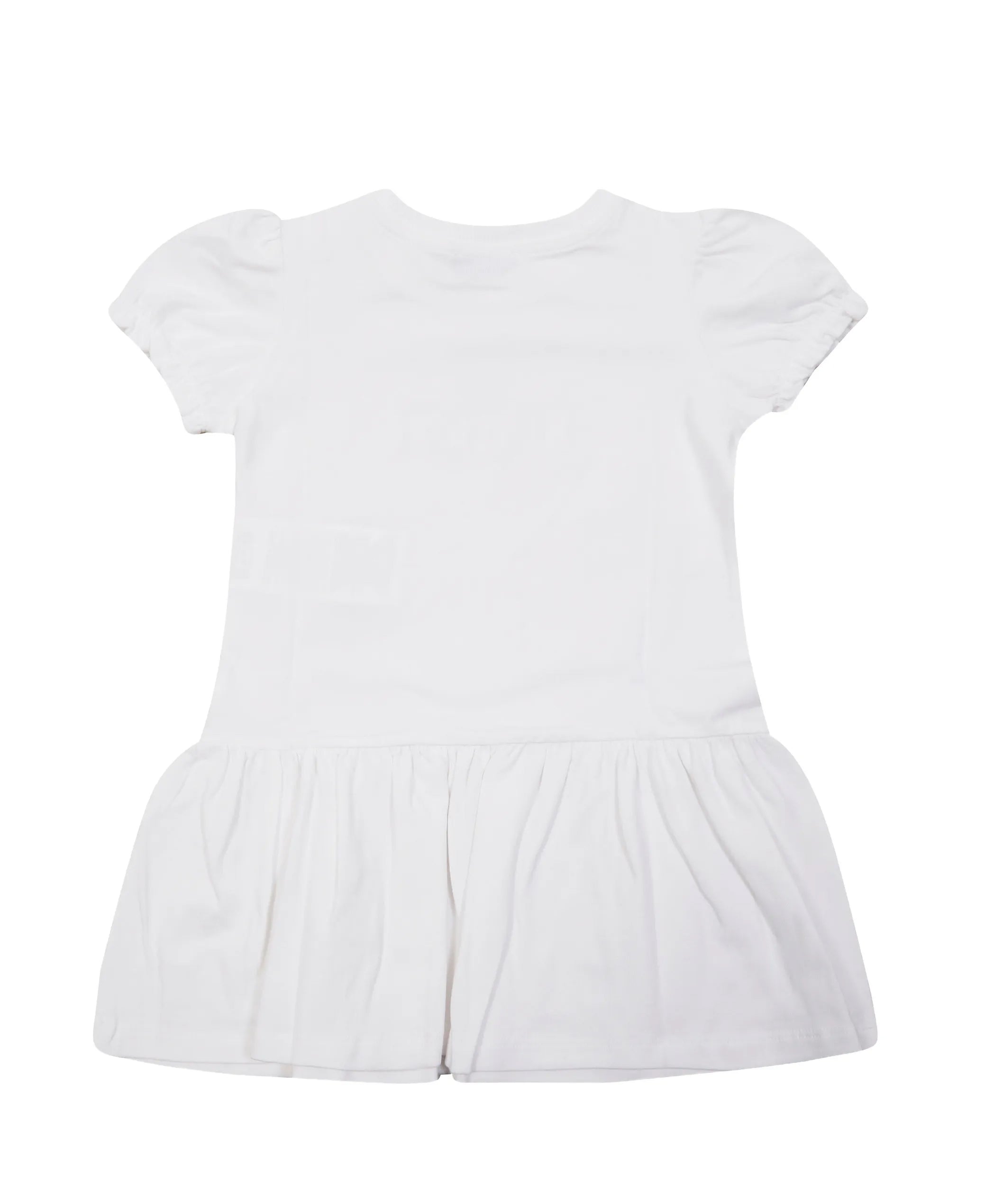 Moschino Kids Abito con Rouches Bianco e Logo Teddy Bear per Neonate