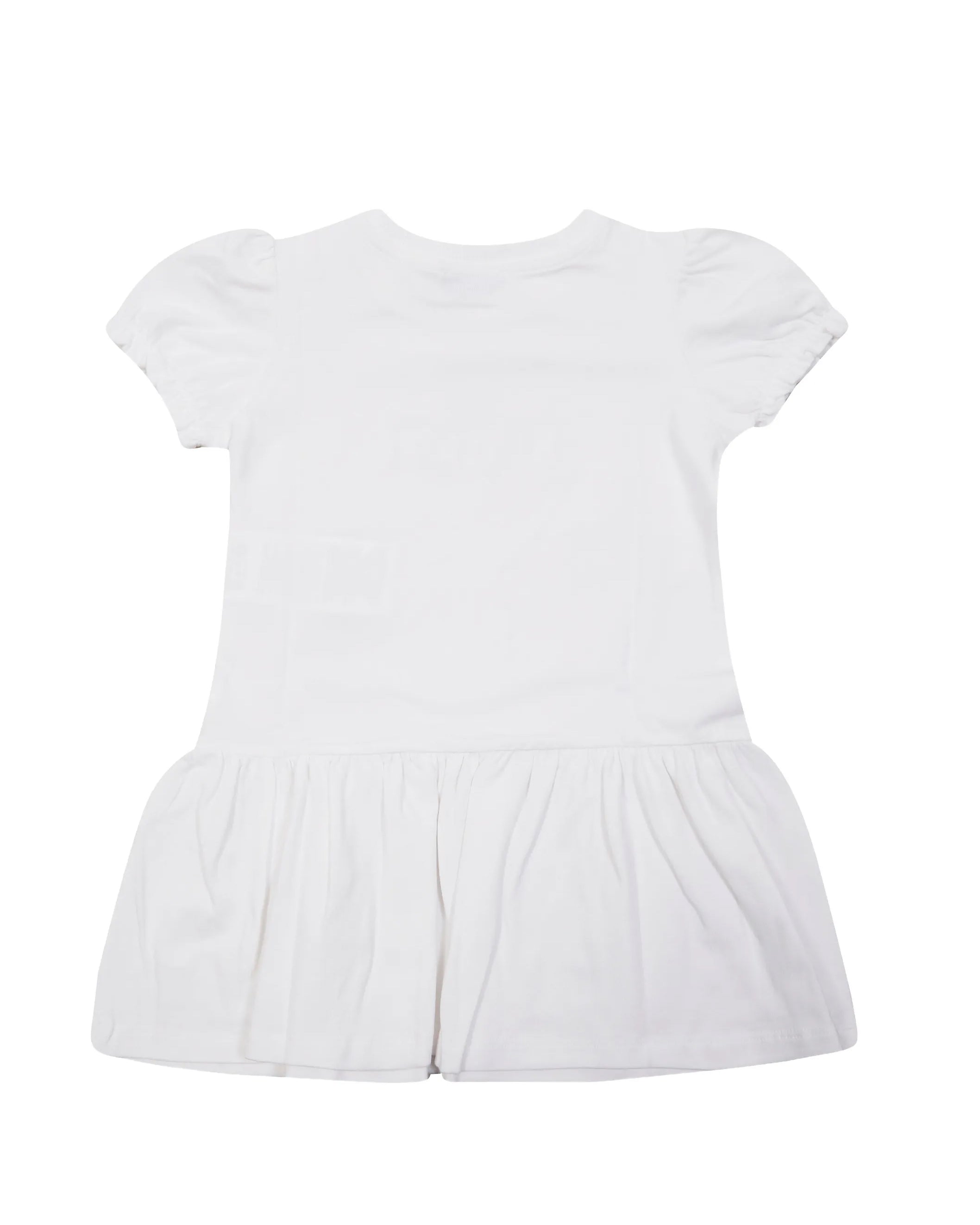 Moschino Kids Abito con Rouches Bianco e Logo Teddy Bear per Neonate