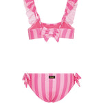 F**K Kids Costume Due Pezzi Fantasia a Strisce Rosa per Bambine