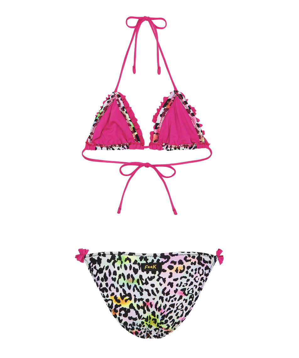 F**K Kids Costume Fantasia Leopardato Multicolor per Bambine