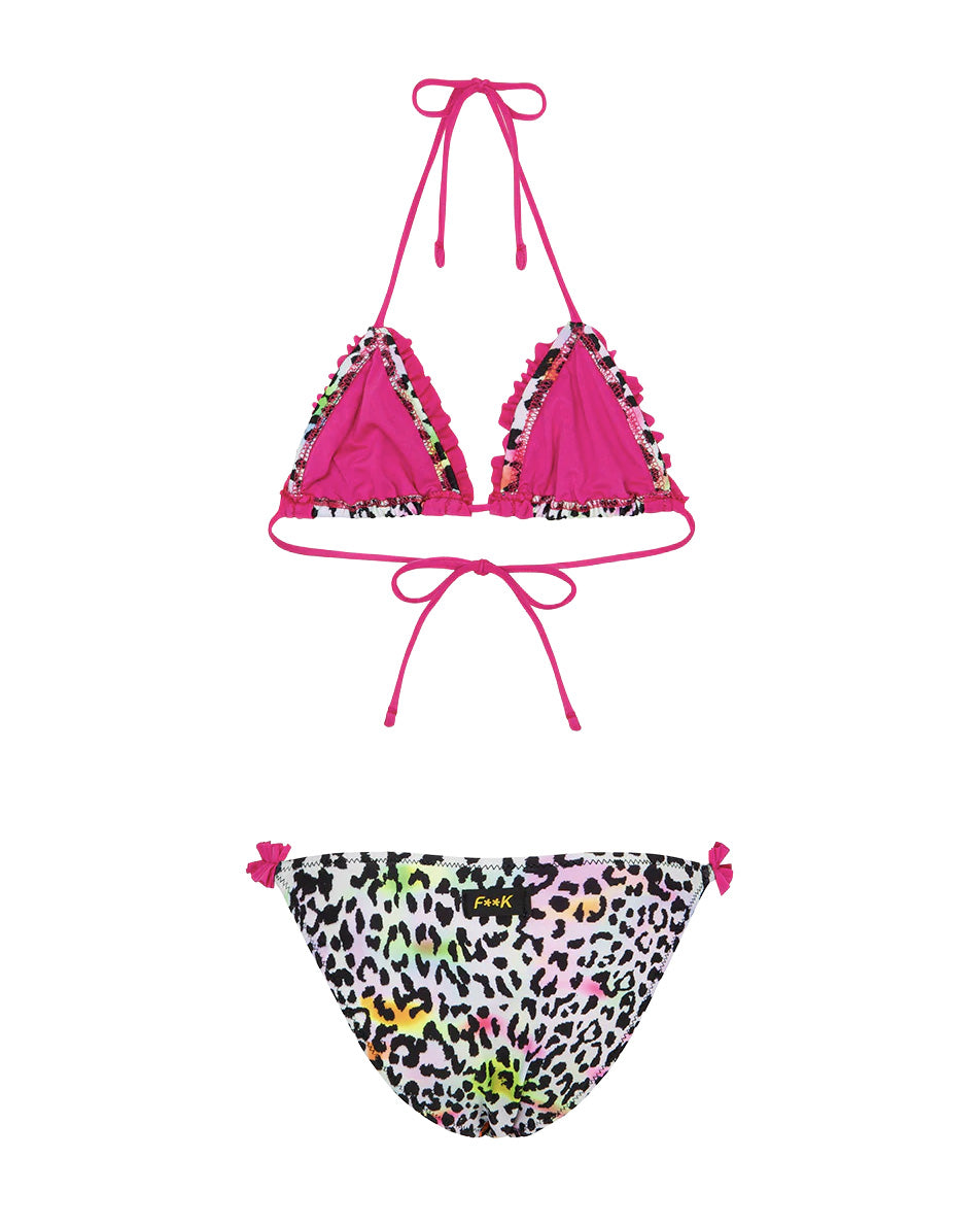 F**K Kids Costume Fantasia Leopardato Multicolor per Bambine
