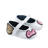 Moschino Kids Ballerina Bianco con Toppe e Chiusure a Strappo per Neonate