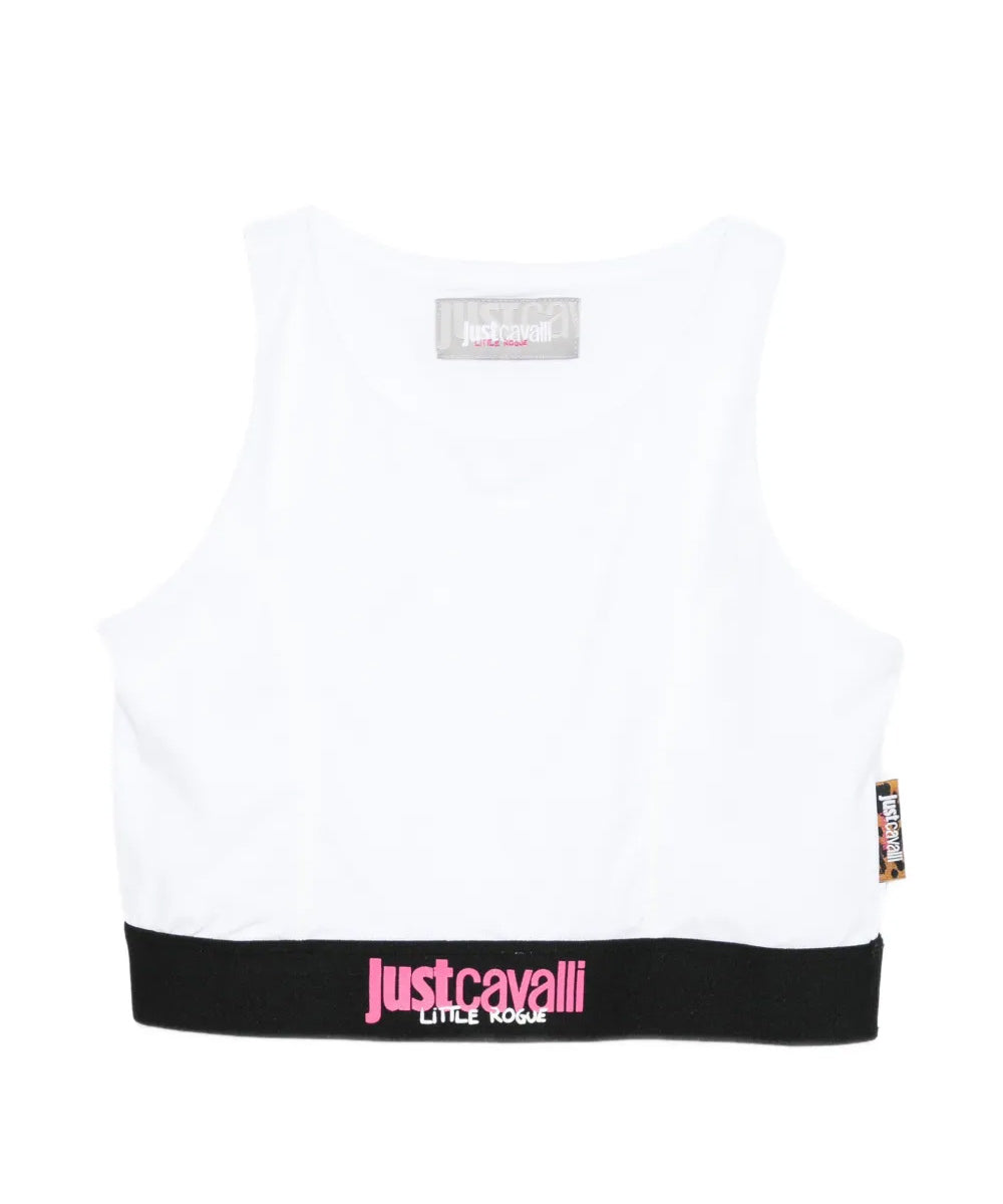 Just Cavalli Kids Top Bianco con Logo per Bambine