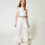 Twinset Kids Pantaloni in Pizzo e Sangallo