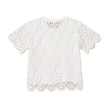 Twinset Kids T-Shirt Off-White con Maniche e Dettagli in Pizzo per Bambine e Neonate