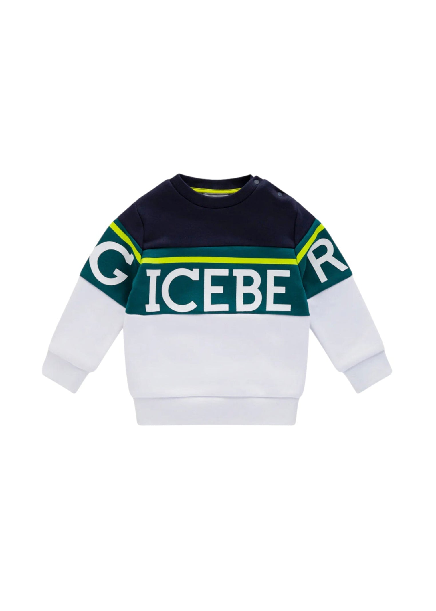 Iceberg Kids Felpa Bianca/Blu con Banda Logo per Neonati