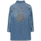 Moschino Kids Abito Denim con Ricamo Teddy Bear per Bambine (retro)