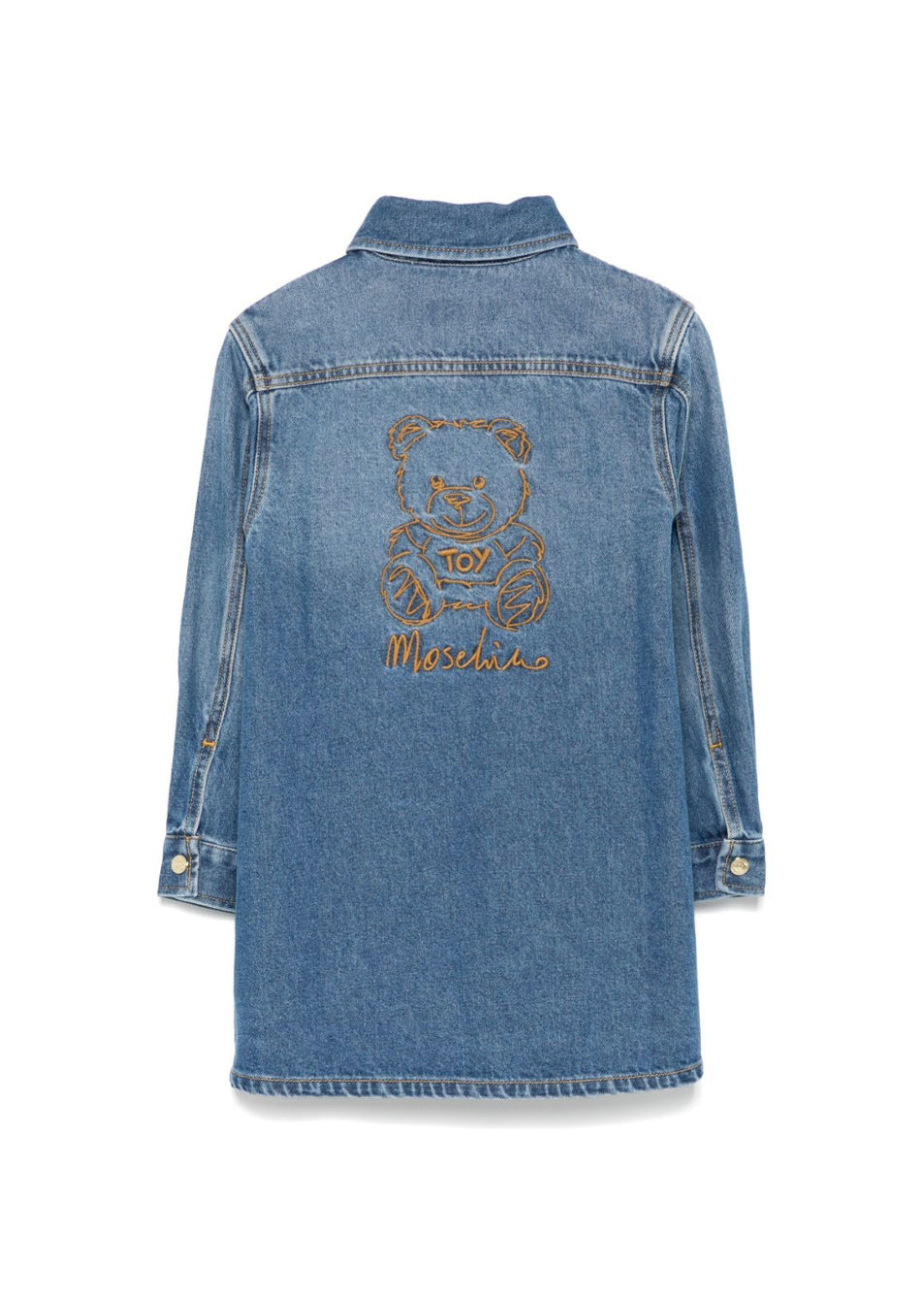 Moschino Kids Abito Denim con Ricamo Teddy Bear per Bambine (retro)