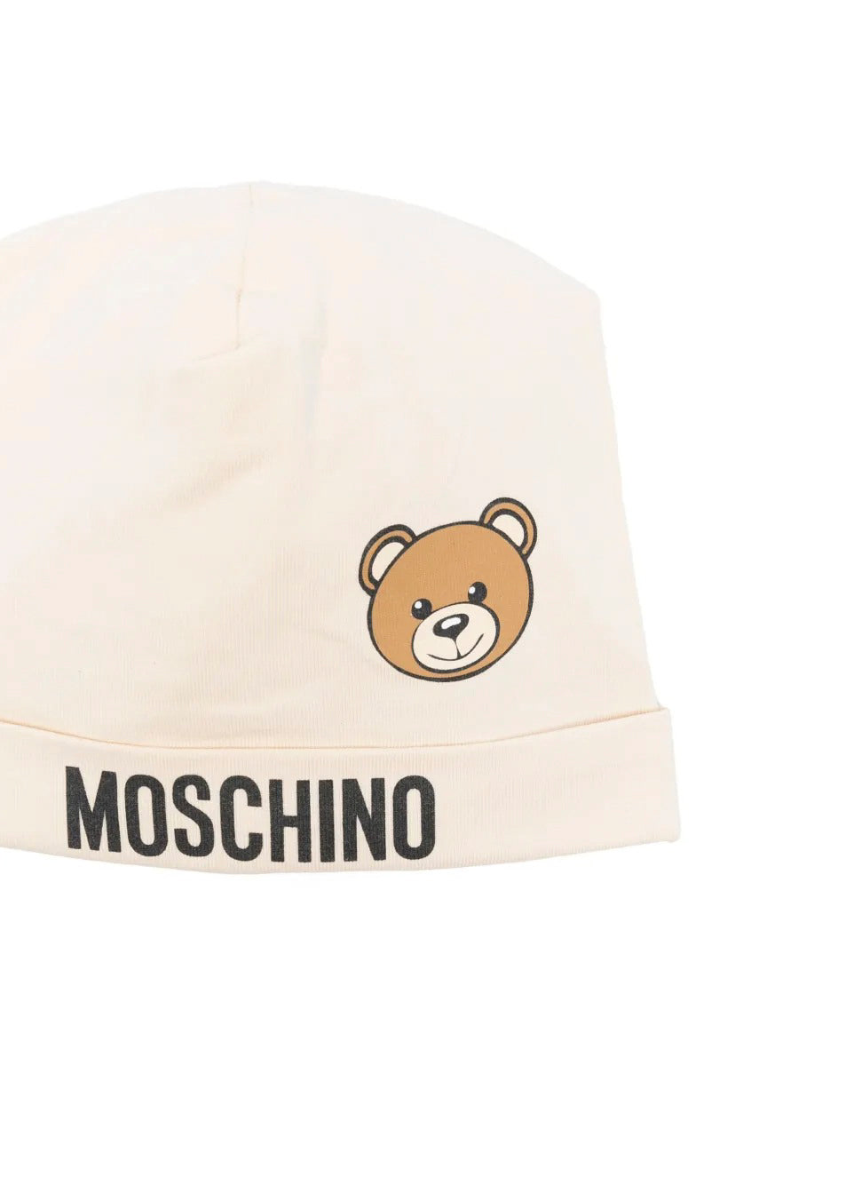 Moschino Kids Cappello Beige con Logo Teddy Bear per Neonati