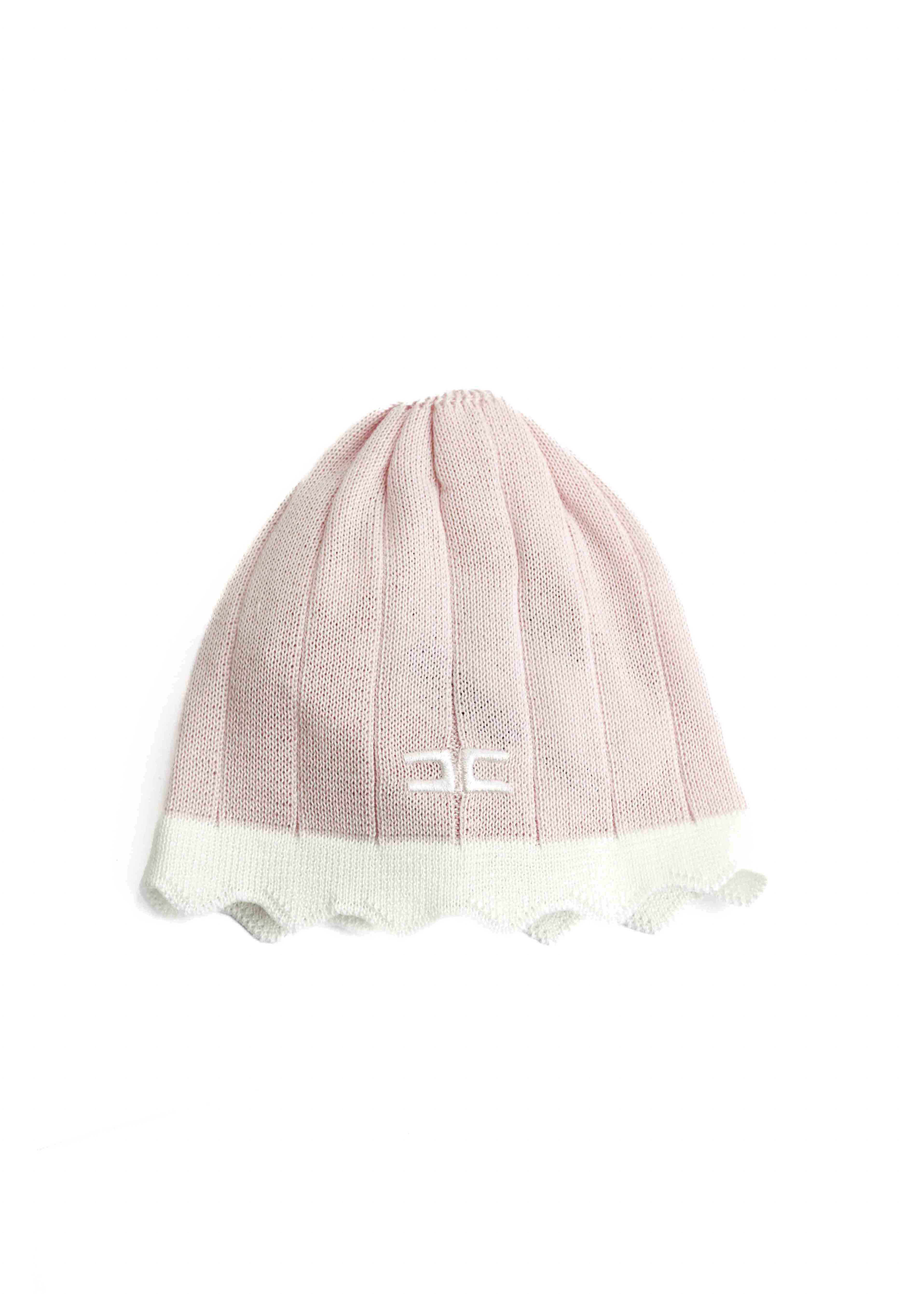 Elisabetta Franchi La Mia Bambina Cappello Rosa/Avorio con Logo per Neonate