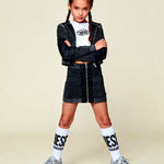 Diesel Kids Cardigan Crop a Costine Nero per Bambine