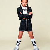 Diesel Kids Cardigan Crop a Costine Nero per Bambine