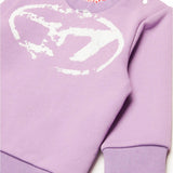 Diesel Kids Lilac Crewneck Sweatshirt with Used Effect Oval D for Baby Girls