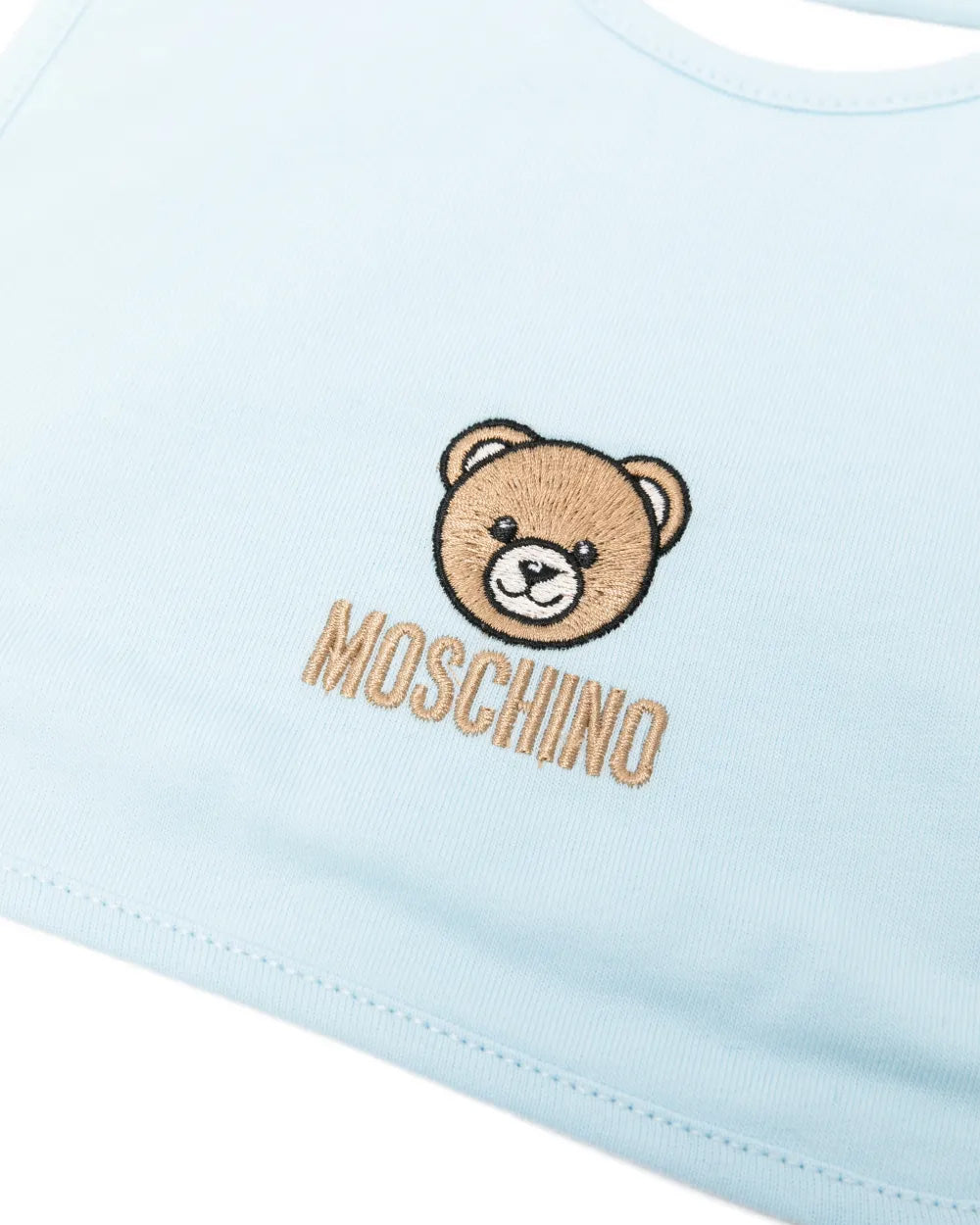 Moschino Kids Set Bavetta+Cappellino Celeste per Neonati