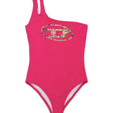 Diesel Kids Costume Intero Fuxia con Oval-D Animalier per Bambine