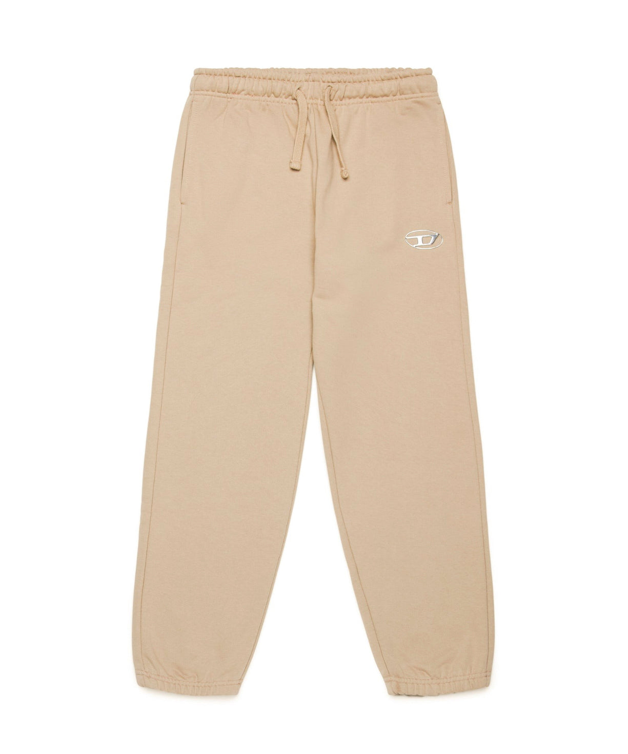 Diesel Kids Pantaloni in Felpa Beige con Logo Oval D per Bambini