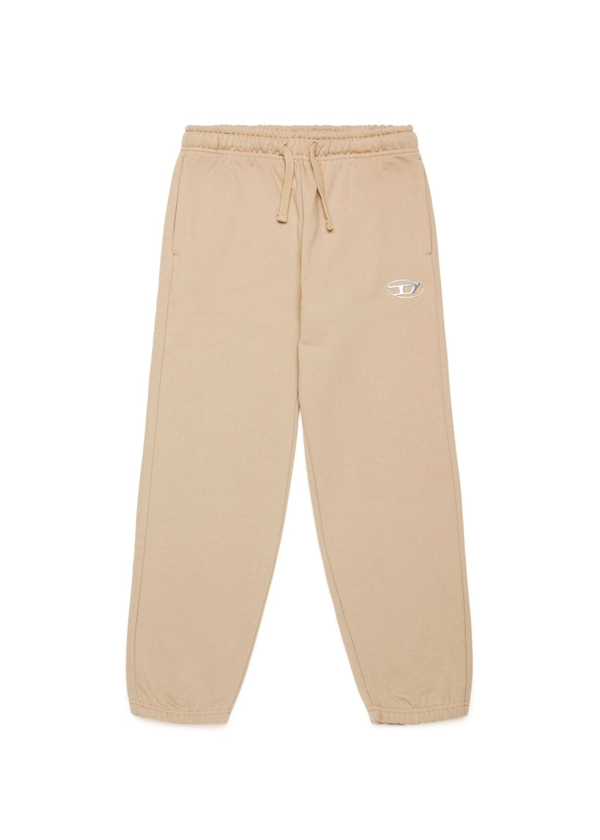 Diesel Kids Pantaloni in Felpa Beige con Logo Oval D per Bambini