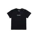 Dsquared2 Kids T-shirt Nera con Stampa Logo e Bottoni Apertura Spalla per Neonati