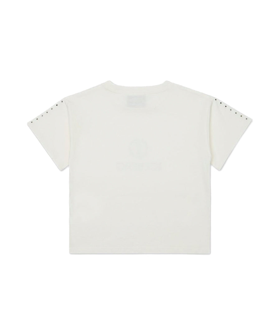 Iceberg Kids T-shirt Bianca Crop con Logo Borchiato per Bambine (retro)