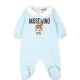 Moschino Kids Tutina Cielo con Stampa Logo Teddy Bear per Neonati