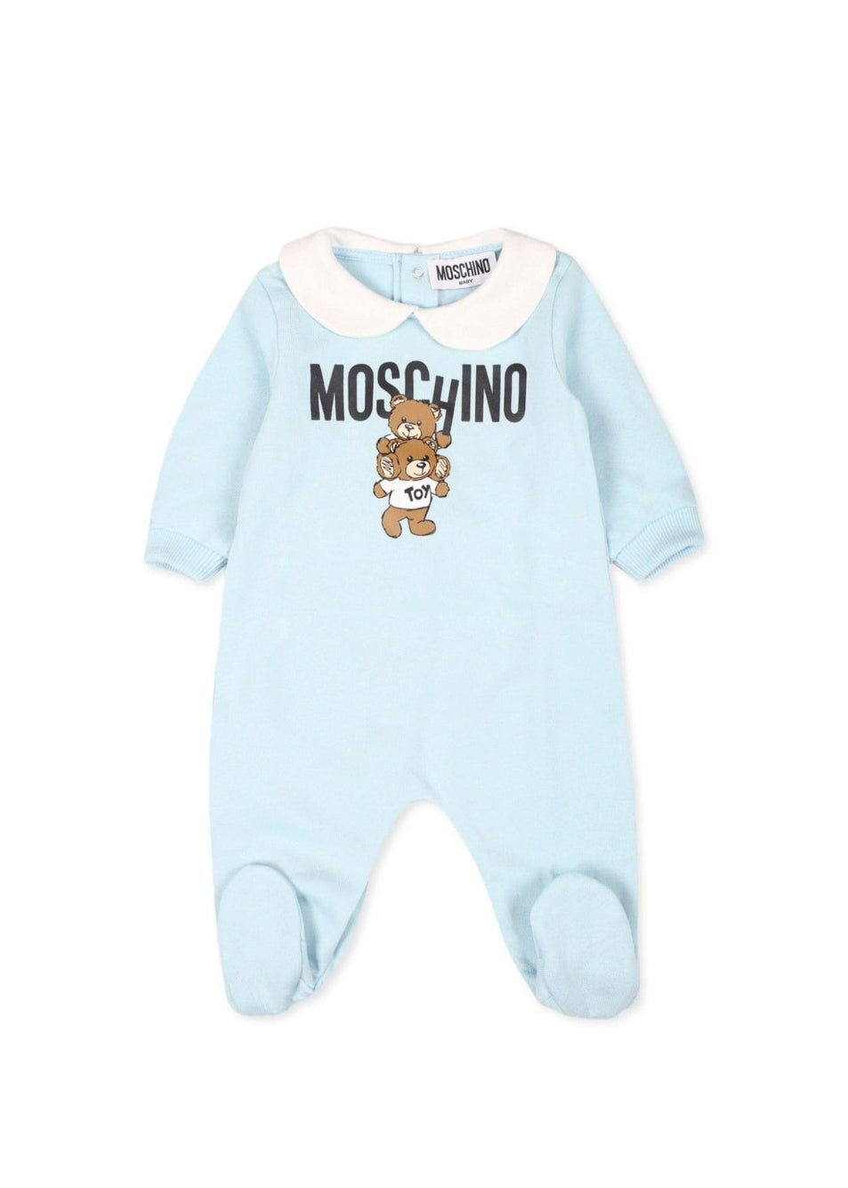 Moschino Kids Tutina Cielo con Stampa Logo Teddy Bear per Neonati