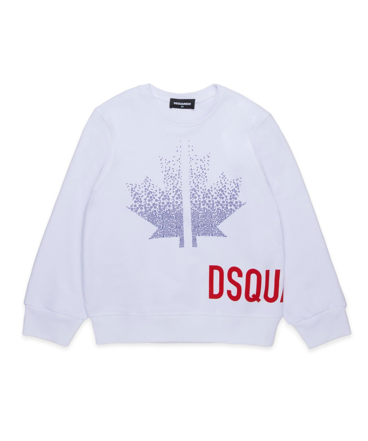 Dsquared2 Kids Felpa Bianca con Applicazione Leaf Strass per Bambine 