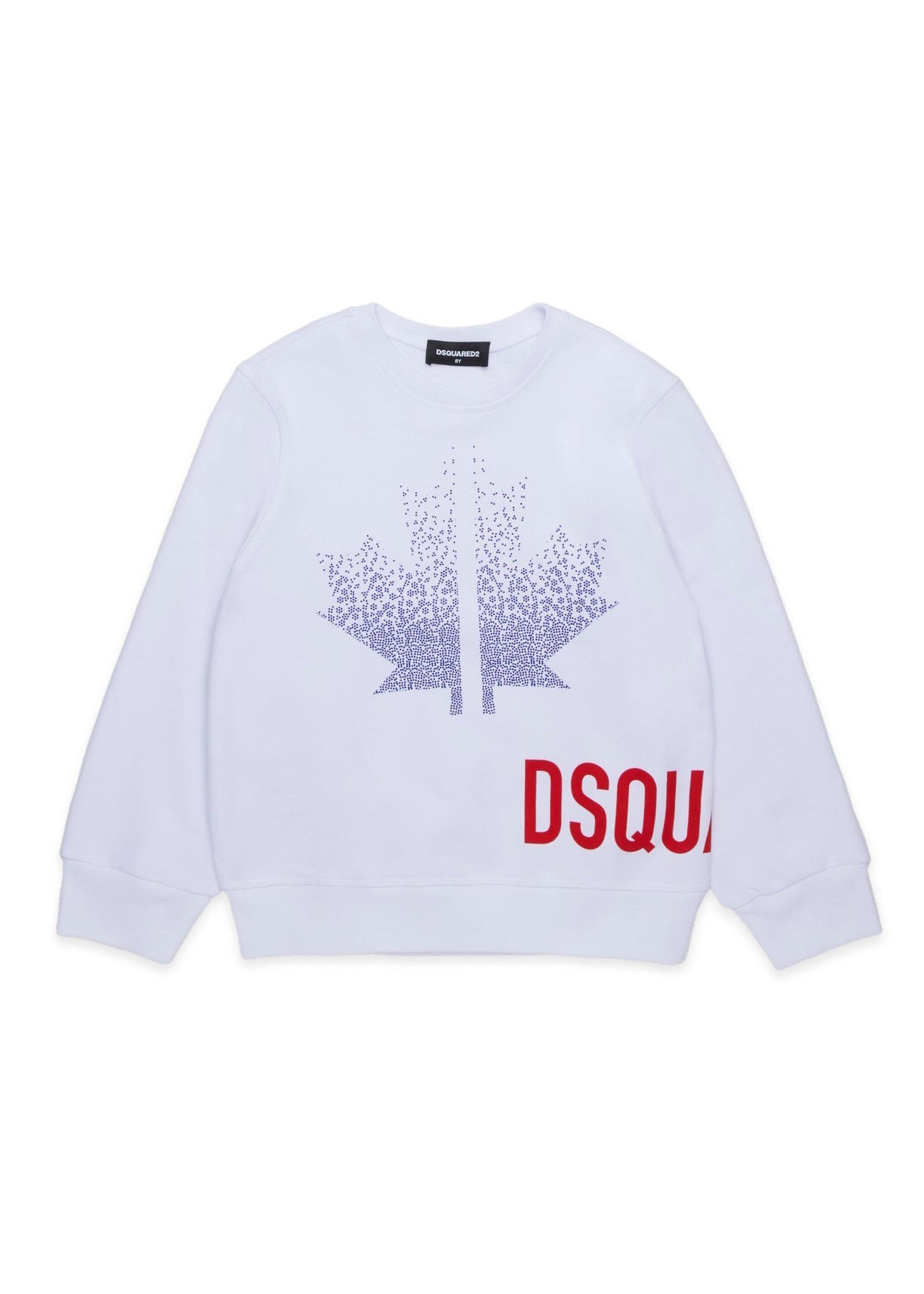 Dsquared2 Kids Felpa Bianca con Applicazione Leaf Strass per Bambine 