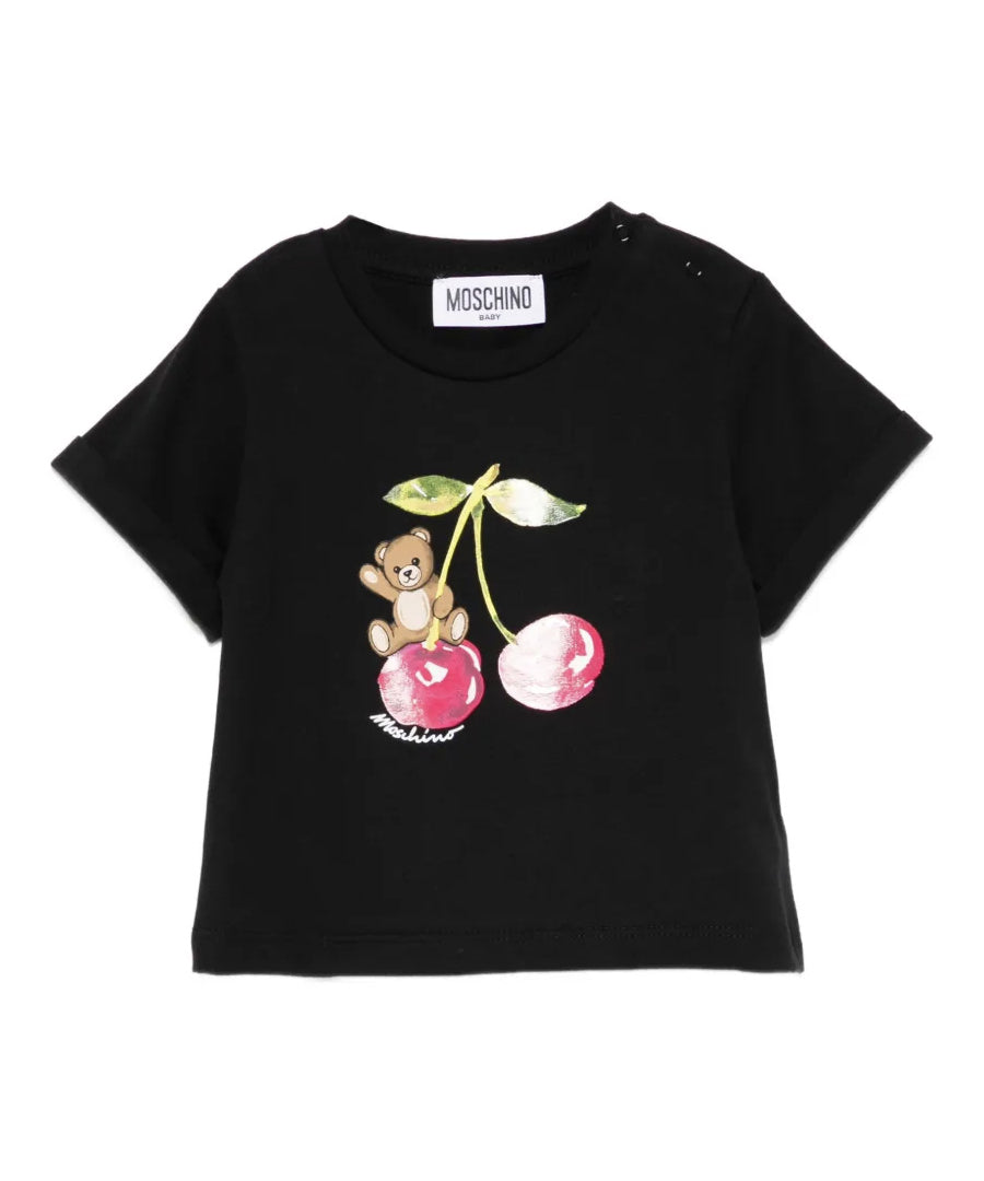 Moschino Kids T-Shirt Nero con Teddy Bear per Neonate