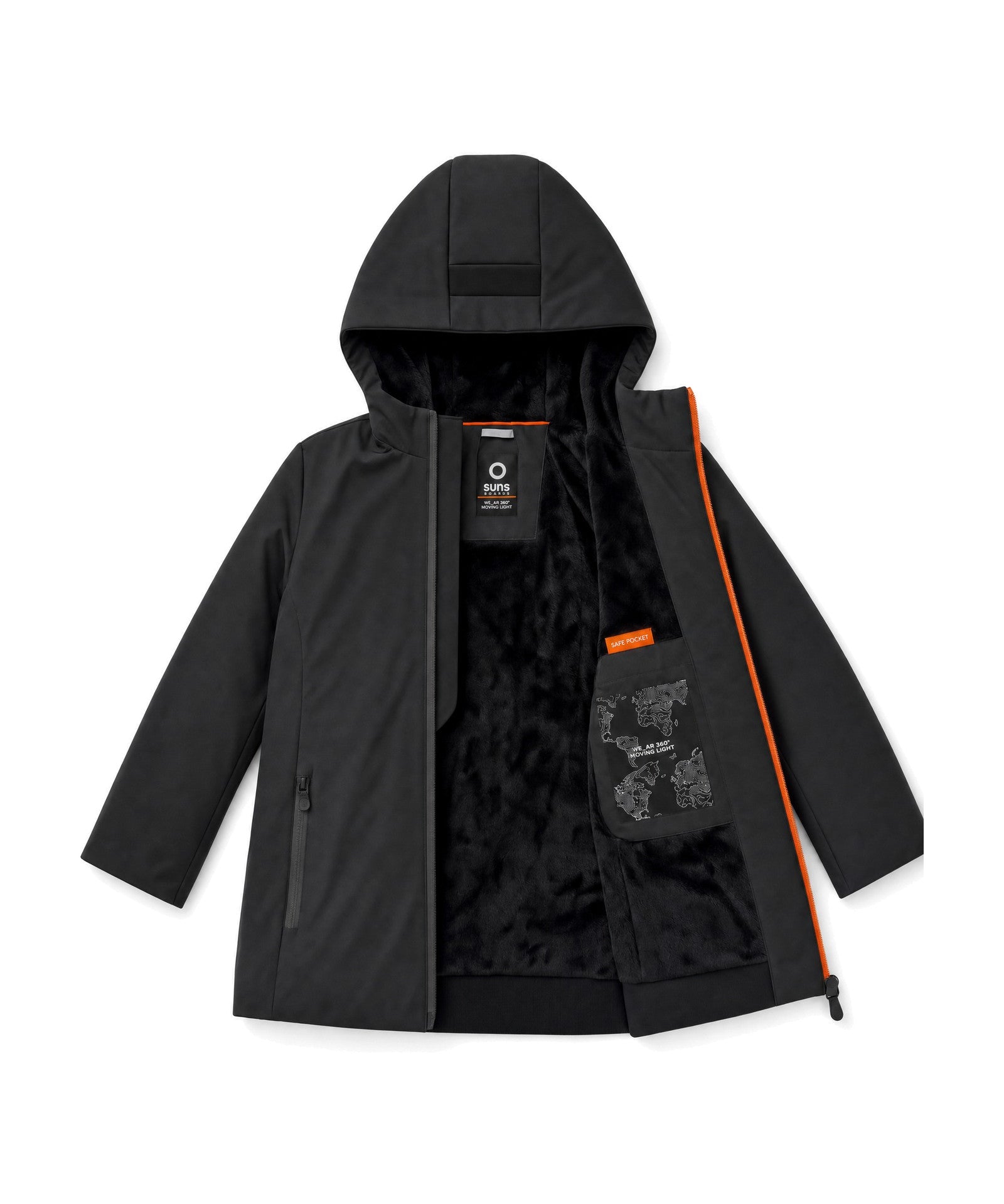 Suns Kids Giubbino con Cappuccio Nero per Bambini