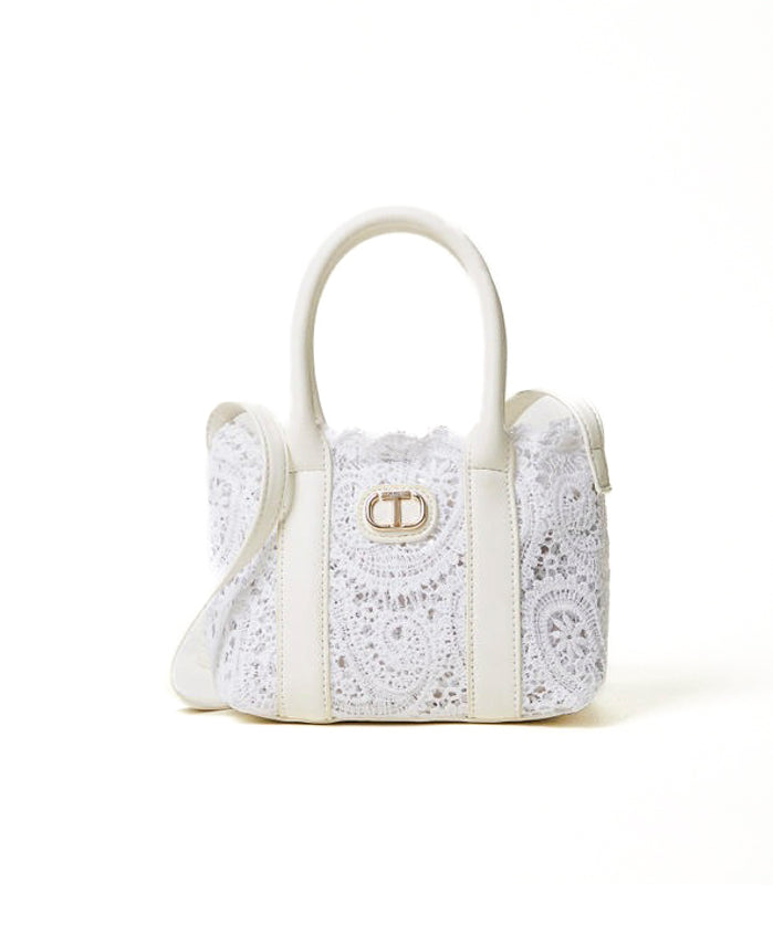Twinset Kids Borsa Bianca a Tracolla Bianca Macramè per Bambine