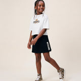 Moschino Kids White Crop T-Shirt with Teddy Bear for Girls