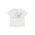 Blumarine Kids T-shirt Avorio con Stampa Sigla Solo a Contrasto per Neonate