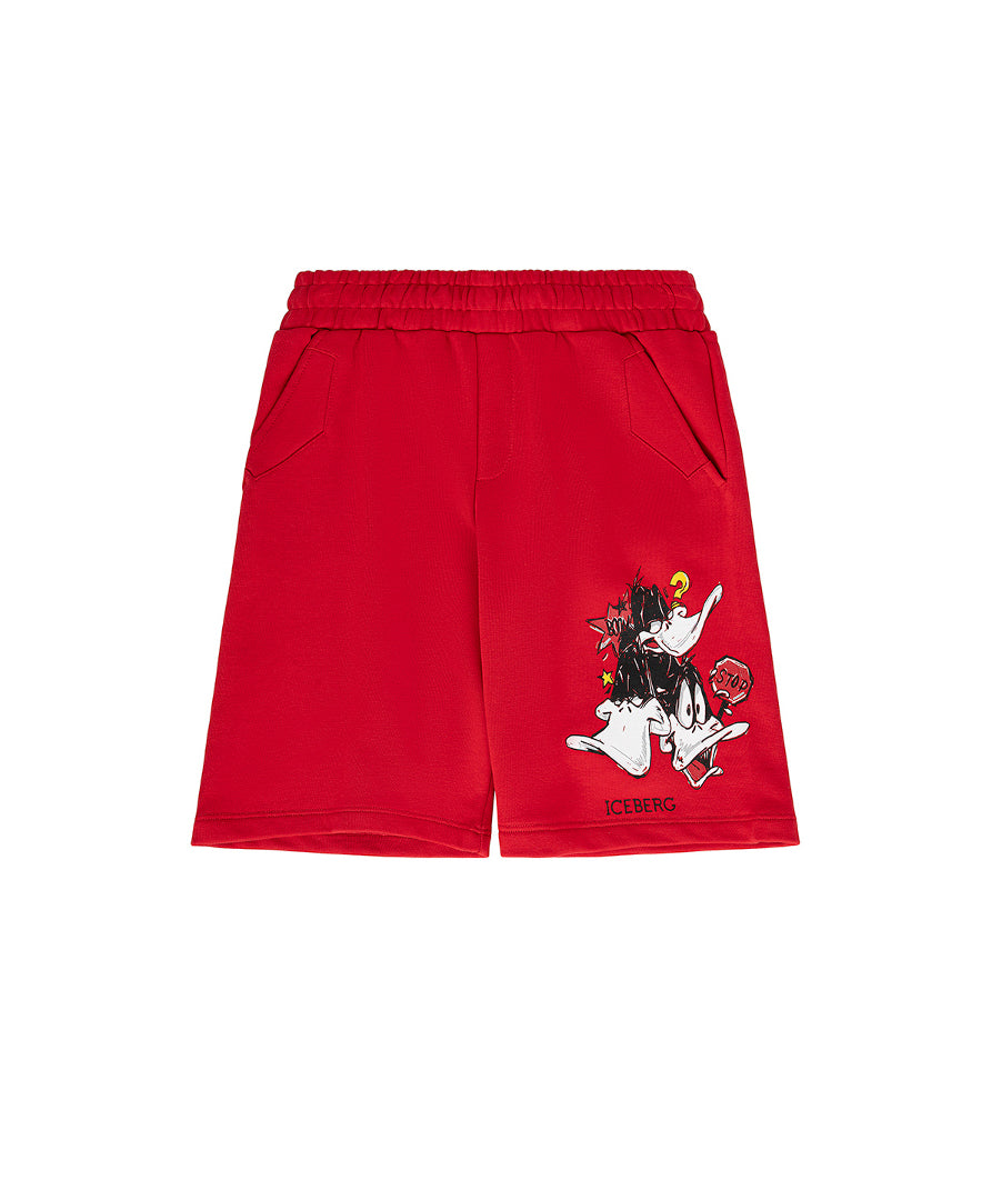 Iceberg Kids Bermuda Rosso con Stampa Daffy Duck per Bambini