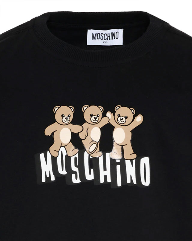 Moschino Kids Maxi T-Shirt Nero con Teddy Bear per Bambini